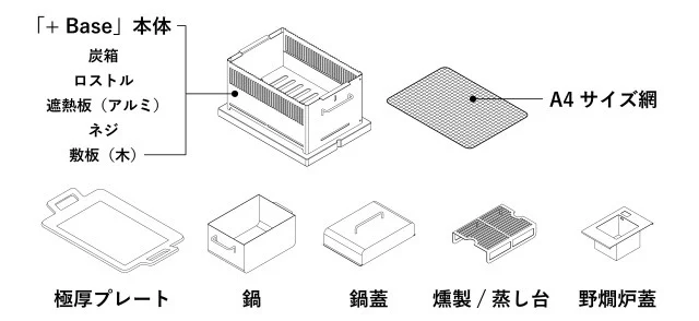 【Hot Camp】＋Baseフルセット (オールインワン炭焼き器) 耐熱黒塗装タイプ