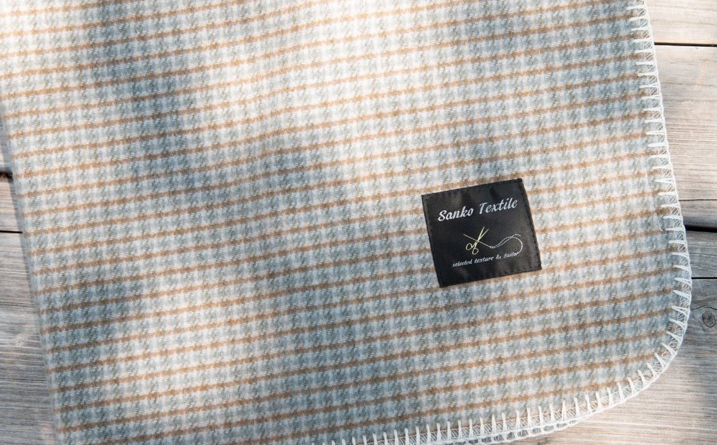 高級ラムウール ブランケット ガンクラブチェックグレー ガンクラブチェックグレー