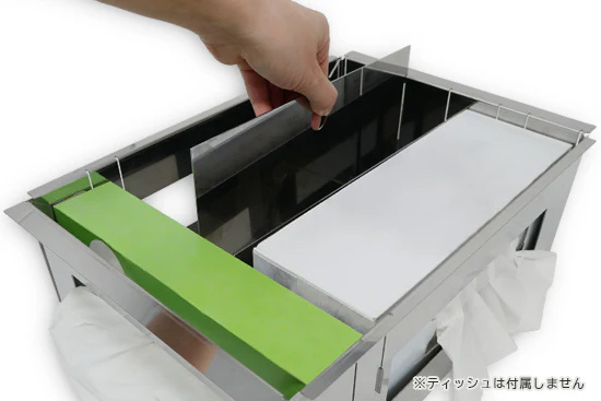 IGT規格テーブル用収納ステンレスボックス　ティッシュツールBOX
