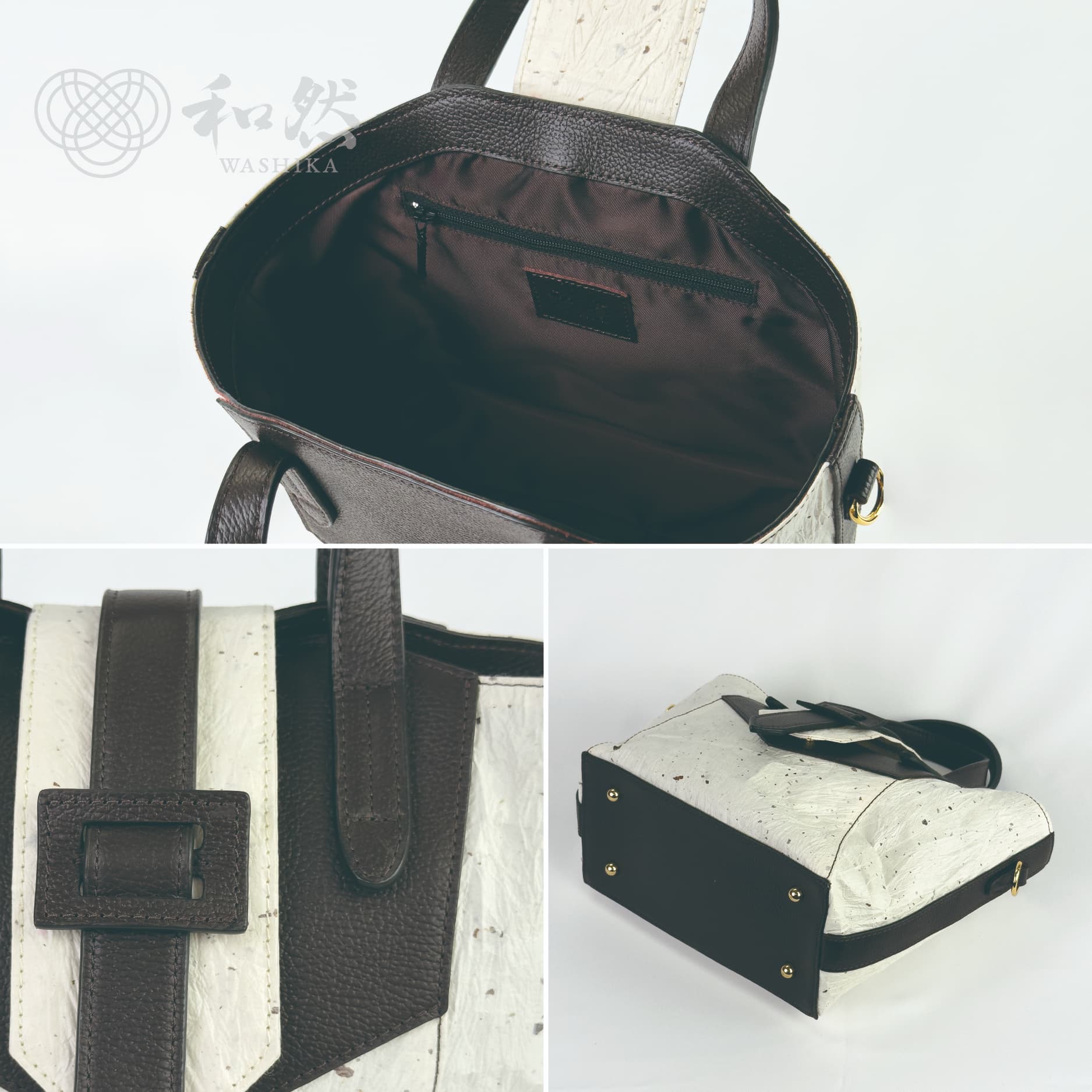 【和然WASHIKA】和紙×牛革ベルトデザインBAG カラー：オレンジ オレンジ