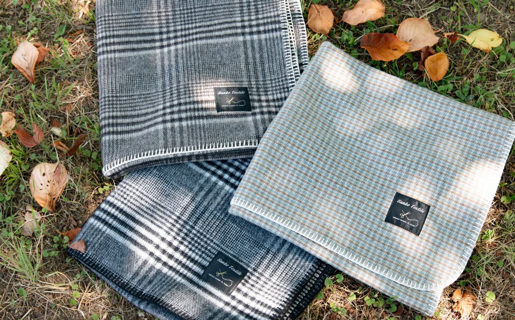 高級ラムウール ブランケット ガンクラブチェックグレー ガンクラブチェックグレー