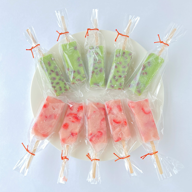 和菓子屋さんがつくる　葛(くず)アイス　いちごミルク＆抹茶小豆(10本)