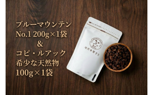 【豆】＼焙煎当日に発送／ブルーマウンテンNo.1 200g ＆ コピ・ルアック 100g 浅煎り ウォッシュド 自家焙煎 コーヒー豆 コーヒー粉 コーヒー 珈琲 コーヒーギフト 挽き立て 高級 プレゼント ギフト 贈り物 スペシャリティコーヒー 焙煎幸房”そら” 岐阜県 大垣市 豆