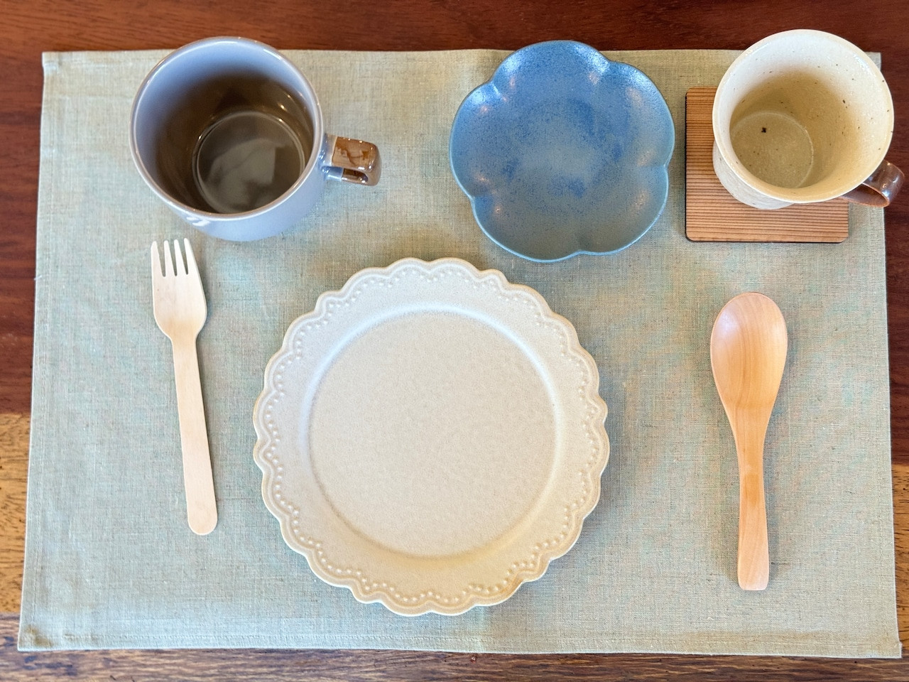 【のこり染】ランチョンマット　よもぎ