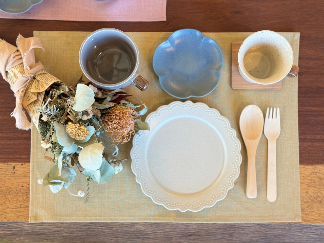 【のこり染】ランチョンマット　ウーロン