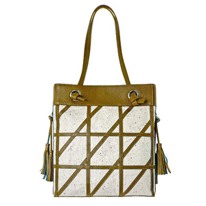 【和然WASHIKA】幾何学模様ショルダーバッグ 美濃の手漉き和紙×本革 カラー：オリーブ オリーブ