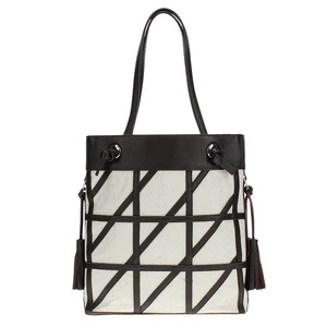 【和然WASHIKA】幾何学模様ショルダーバッグ 美濃の手漉き和紙× 本革 カラー：ダークブラウン ダークブラウン