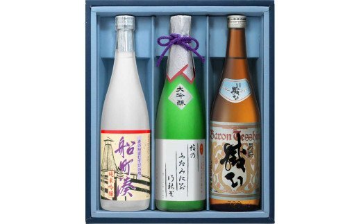 大垣むすびの地　こだわりの地酒セット　720ml×3本（俳句ラベル・船町港・バロンテッシン）