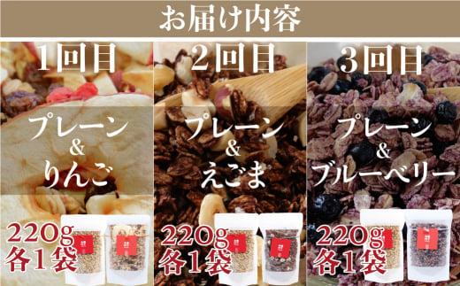 【定期便 3ヶ月】 シュガーフリー ミューズリー セット甘酒 りんご えごま ブルーベリー 3回お届け シリアル グラノーラ オートミール オーツ麦 お菓子 朝食 おやつ 砂糖不使用 小麦粉不使用 BS102