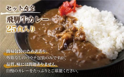 【3ヶ月以内発送】飛騨牛カレー (25袋) | 訳あり 飛騨牛 肉 牛 カレー ビーフカレー 簡易包装 レトルトカレー 人気 おすすめ おいしい 便利 飛騨高山 ふるさと清見 DC008VC13