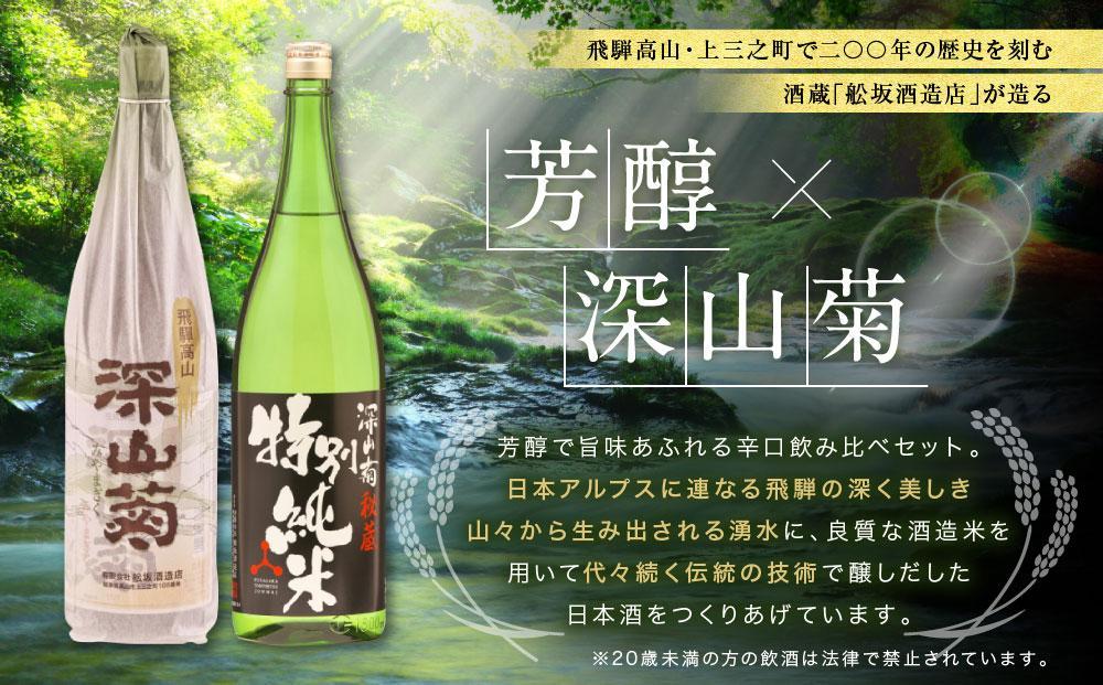 【12月配送】芳醇で辛口な深山菊飲み比べセット 1800ml×2本  | 年内発送 日本酒 酒 お酒 上撰 特別純米 地酒 辛口 日付指定可 舩坂酒造 飛騨高山 FB032VC12