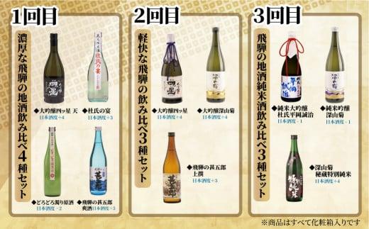 【定期便】飛騨高山地酒飲み比べ 定期便 3回お届け 日本酒 大吟醸 にごり酒 舩坂酒造 深山菊 飛騨 純米酒 飲み比べ セット  家飲み プレゼント  飛騨高山 FB102