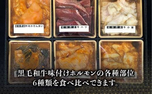 岐阜県産 黒毛和牛 ホルモン 食べ比べセット 600g（100g×6）| シロホルモン ハツ センマイ テッチャン 赤センマイ 希少部位  飛騨高山 ながせ食品 FH011