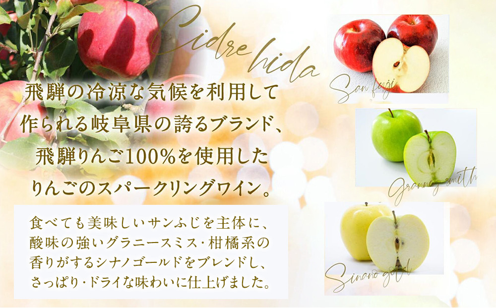 飛騨りんご シードル飛騨 辛口 750ml | スパークリング スパークリングワイン シードル お酒 果実酒 りんご リンゴ 林檎 ワイン 飛騨高山 木戸脇果樹園オーチャードハウス FP001