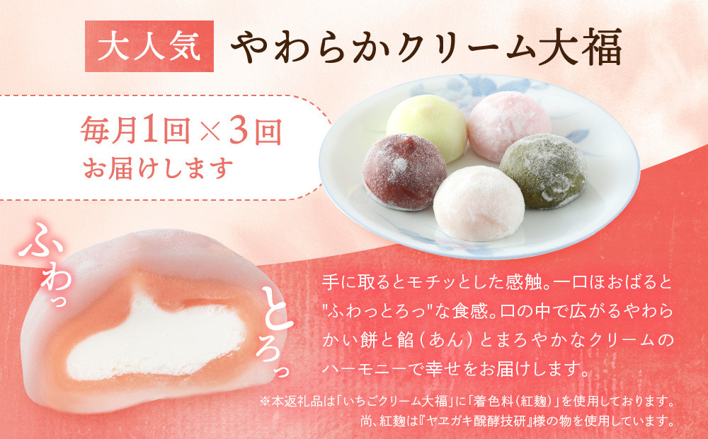 【定期便】やわらかクリーム大福（5種13個×全3回）| 和菓子 おやつ 大福 食品 人気 おいしい 飛騨高山 有限会社サカイ食品 GC100