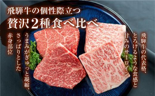 【1月配送】2種食べ比べ ステーキ！ 飛騨牛 A5等級 ステーキ 400g (サーロイン200g＋もも200g) | 黒毛和牛 ブランド牛 人気 おすすめ 真空パック 丹生川精肉 JJ008VC01