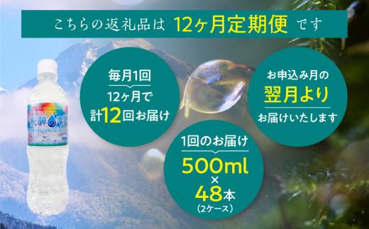 【12回 定期便】天然水 飛騨の雫 500ml×48本 (2ケース)  12ヶ月 水 ペットボトル 飲料水 500ミリリットル 白啓酒店 飛騨高山 JS103