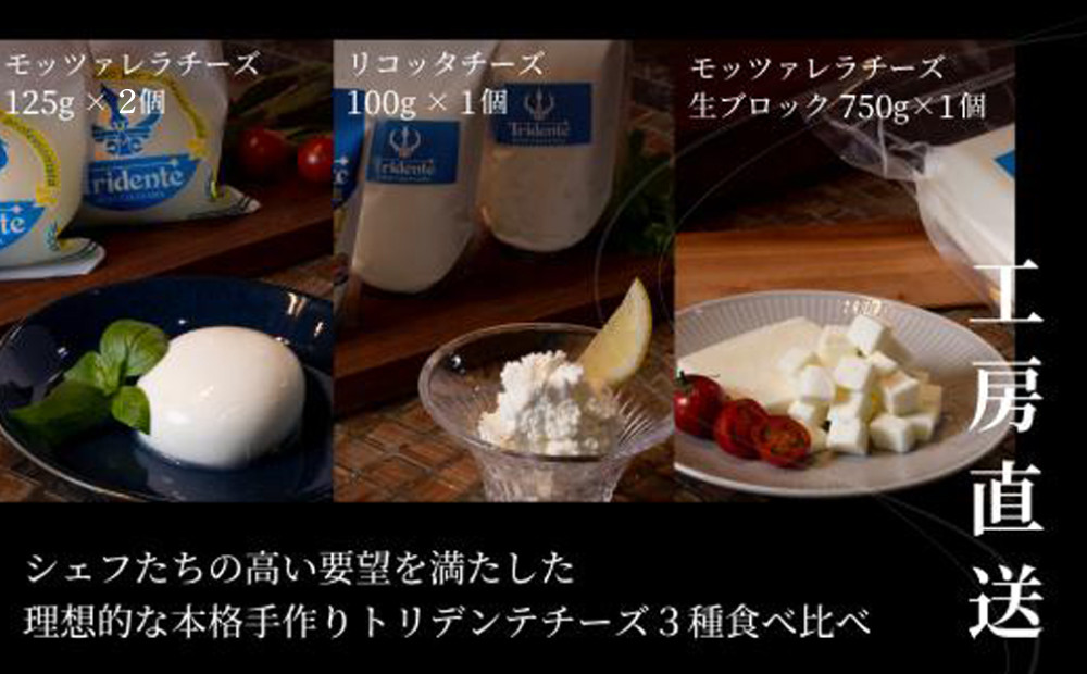 飛騨生乳100％ モッツァレラ2個 &  リコッタ1個 &  モッツァレラチーズ生ブロック1個セット | セット チーズ 冷蔵 濃厚 低温殺菌 乳製品 おいしい 人気 チーズ工房トリデンテ LF020