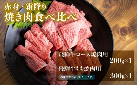 【12月配送】飛騨牛 焼肉 2種食べ比べ 500g（ロース200g もも300g）| 年内発送 和牛 黒毛和牛 ブランド牛 牛肉 ロース もも 焼肉セット 肉 お肉 お取り寄せ 飛騨高山 山武商店 LZ003VC12