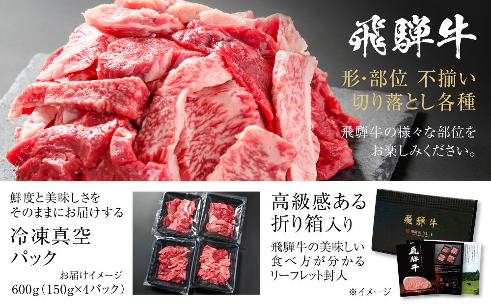 訳あり 飛騨牛 焼肉 切落とし 600g（150g×4パック） 冷凍真空パック | 肉 お肉 焼肉 焼き肉 やきにく 黒毛和牛 和牛 個包装 小分け 人気 おすすめ 牛肉 ギフト お取り寄せ【飛騨高山ミート MZ014】