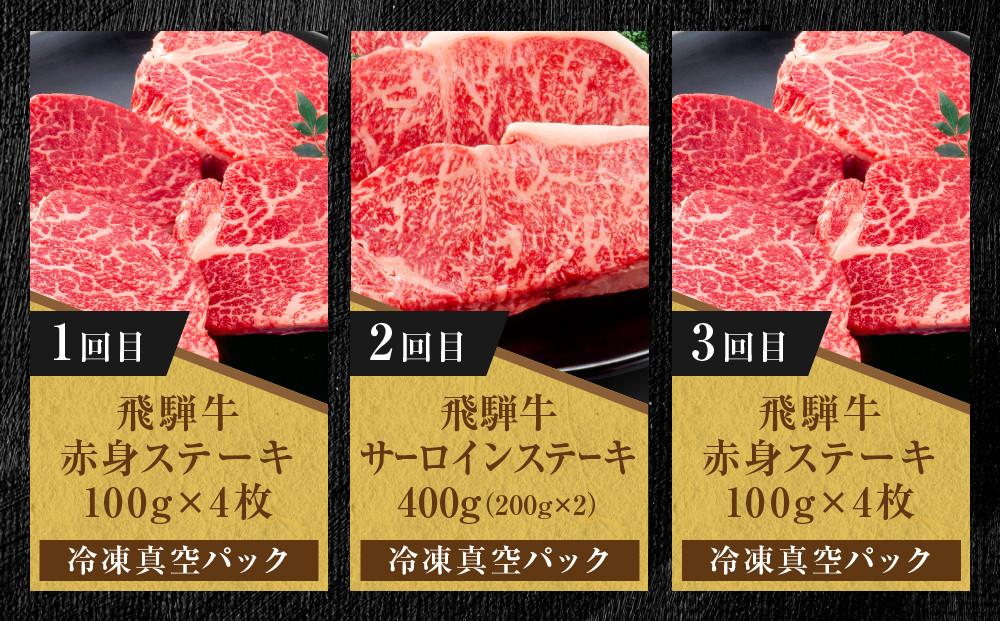 【定期便】全3回 飛騨牛 ステーキ | 肉 牛肉 お肉 ステーキ 黒毛和牛 和牛 お取り寄せ 飛騨高山ミート MZ107