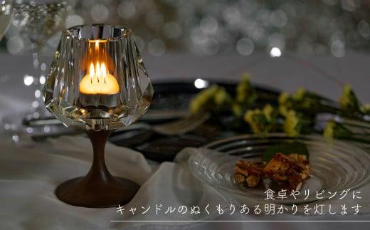 キャンドルホルダー クリスタル（キラキラ）ウォールナット × ガラス ろうそく立て ロウソク立て クリスマス ギフト プレゼント バレンタイン ホワイトデー 母の日 飛騨高山 モアレ moare 柿下木材 AL001
