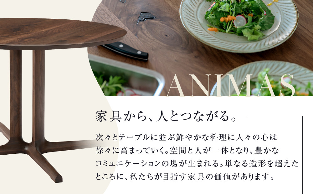 【KASHIWA】ANIMAS(アニマス)ラウンドテーブル 直径120cm |おしゃれ おすすめ 飛騨の家具 ウォールナット 柏木工 AM091