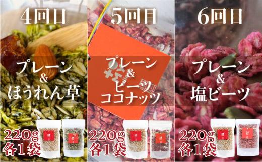 【定期便 6ヶ月】シュガーフリー ミューズリー セット甘酒 りんご えごま ブルーベリー ほうれん草 ビーツ＆ココナッツ 塩ビーツ 6回お届け シリアル グラノーラ オートミール オーツ麦 お菓子 朝食 おやつ 砂糖不使用 小麦粉不使用  BS104