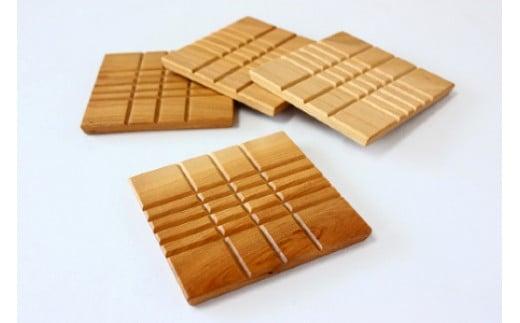 【nokutare】木のコースター ４枚セット 木製 飛騨の匠 工芸 飛騨高山 ノクターレ CB013