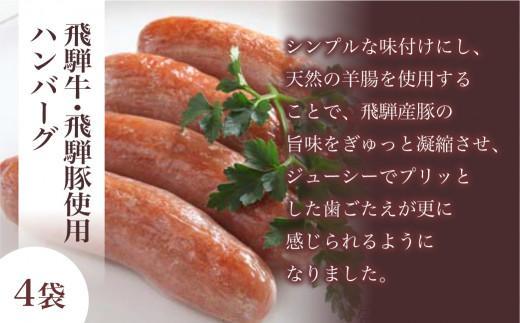 【1月配送】キッチン飛騨 飛騨牛・飛騨豚使用ハンバーグ ＆ ソーセージセット（2種合計12個）| レトルト ハンバーグ ソーセージ 惣菜 飛騨牛 豚 肉 飛騨高山 飛騨ハム CQ023VC01