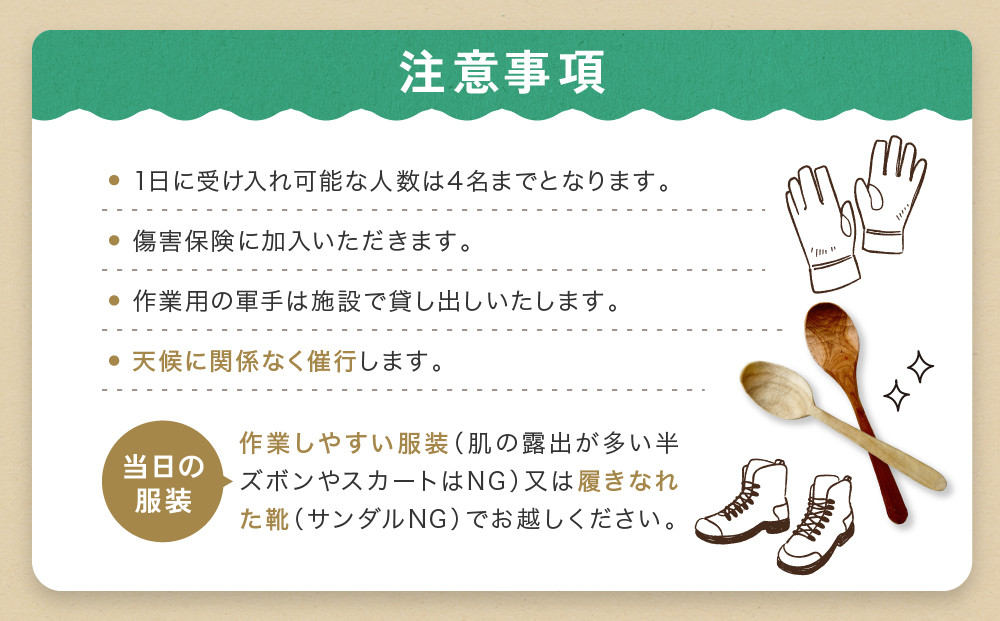 グリーンウッドワーク体験（2名様）【レギュラーコース】 | 木 木工体験 手道具作製 五感 自然 飛騨高山 高山エース旅行センターLQ018