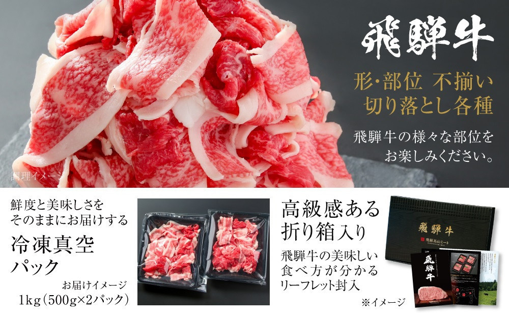 【2026年1月1日～3日配送】訳あり 飛騨牛 切落とし 1kg(500g×2パック) 冷凍真空パック MZ035VC01