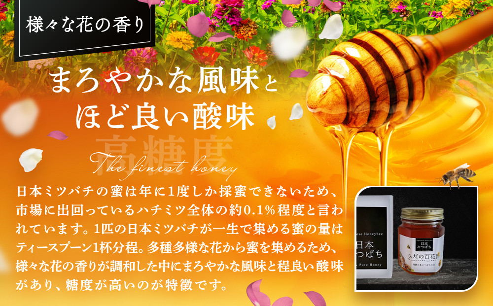 ひだの百花蜜 150g×1本 | 国産 非加熱 日本ミツバチ ハニー ハチミツ はちみつ 蜂蜜 飛騨高山 飛騨日本みつばちの会 PN002