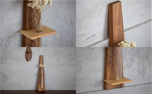 TaKuMi Craft 壁掛け一輪挿し Lサイズ | フラワーベース フラワースタンド 天然木 木製小物 花瓶  壁掛け 木製 小物 シンプル ブラックウォルナット メープル 2樹種 和洋 木工 飛騨高山 匠館 BL011