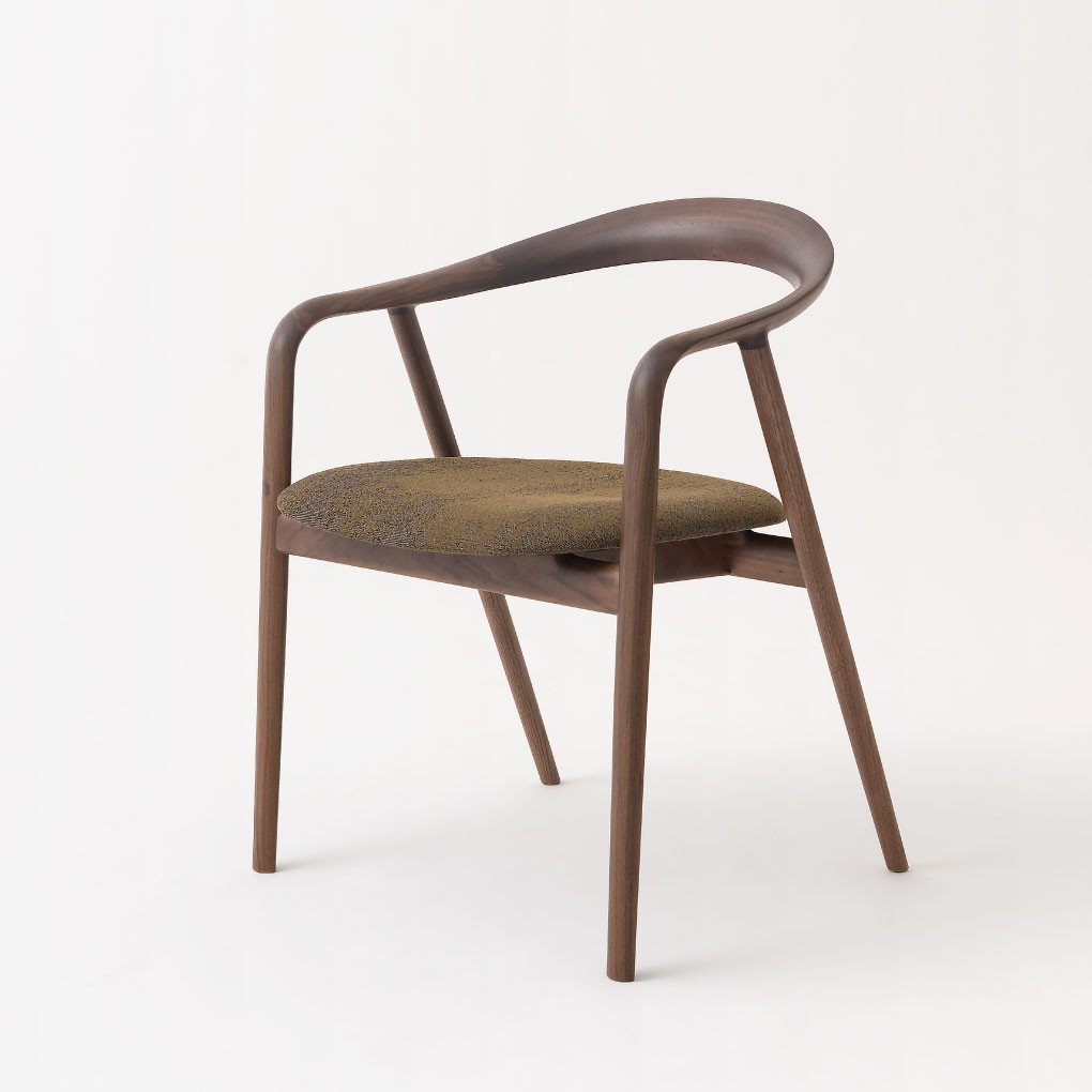 【飛騨の家具】HIDA　クマヒダ　アームチェア（張り座）ウォルナット（KP260AU）｜インテリア 新生活 デザイン 椅子 ダイニング リビング くつろぎ まどろみ 和風 伝統 飛騨産業 CG447