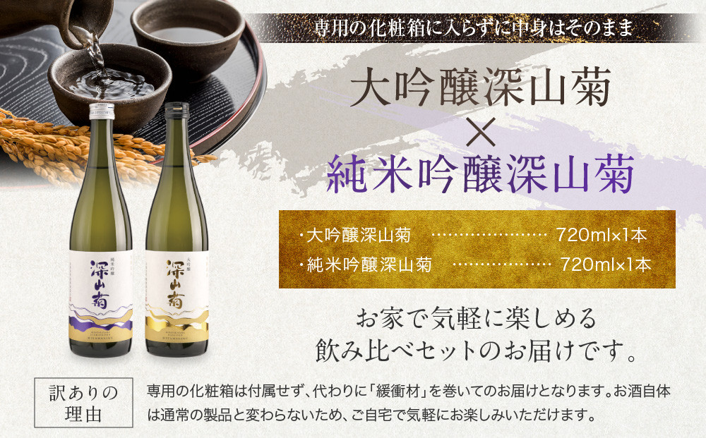 【訳あり】辛口大吟醸とフルーティーな純米吟醸の飲み比べセット | 日本酒 酒蔵 セット 飲み比べ 宅飲み 酒 有限会社舩坂酒造店 FB055
