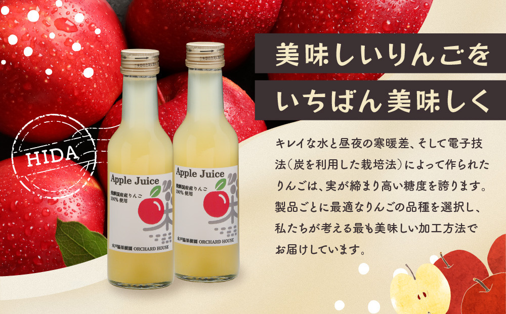 飛騨りんご100％ジュース180ml×30本セット｜飛騨産 リンゴ 果汁100% ジュース 180ml 30本 果樹園 飲み切り 飛騨高山 木戸脇果樹園オーチャードハウス FP006