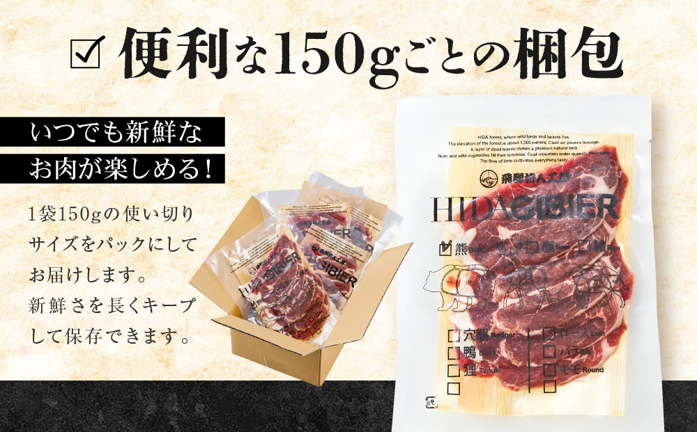 飛騨ジビエ 熊肉 焼肉 1.2kg｜くま 熊 獣肉 高タンパク質 飛騨高山 かりびと HN017