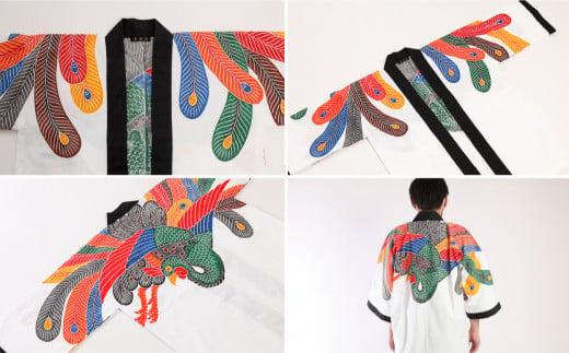 飛騨染 闘鶏楽柄伴天 ひだぞめ 鳳凰・龍 選べる柄２種 伝統工芸品 伴天 はんてん 半纏 伝統芸能 闘鶏楽 鳳凰柄 龍柄 産業振興協会 LG007