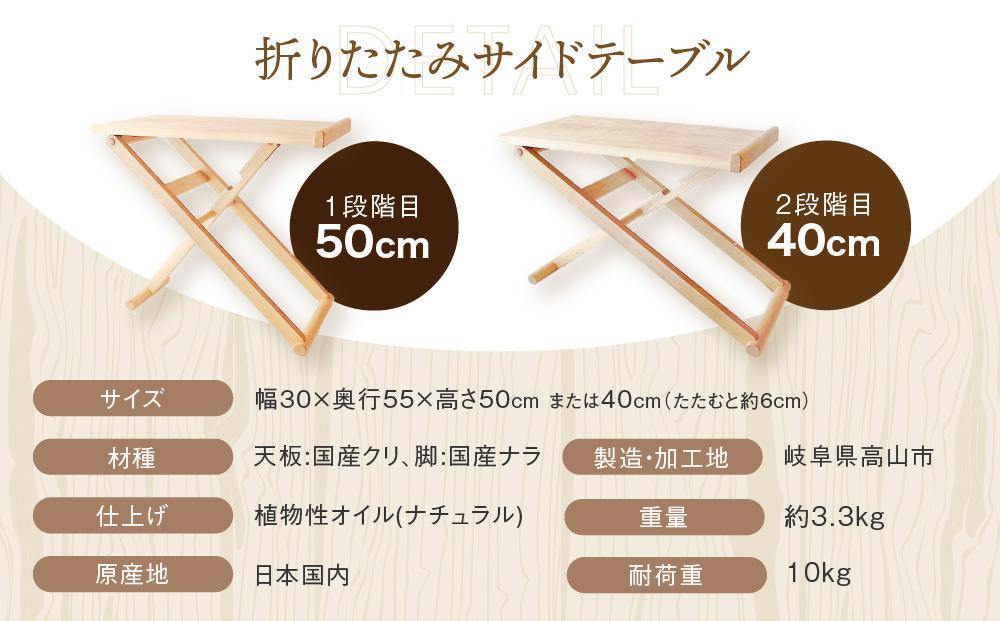 折りたたみサイドテーブル  [国産材・木製家具］インテリア 家具 おしゃれ 人気 おすすめ 新生活 テーブル リビング コーヒーテーブル 高山【オークヴィレッジ】AH013VC13