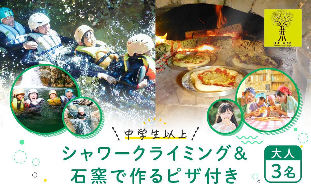 OD-FARM荘川【中学生以上】荘川高原ファミリーシャワークライミング＆石窯で焼く手作りPIZZA付き 大人3名 | 川 滝 遊び 体験 夏 思い出 子供 親子 家族 石窯ピザ 飛騨高山 (株)アウトドアサポートシステム AB004