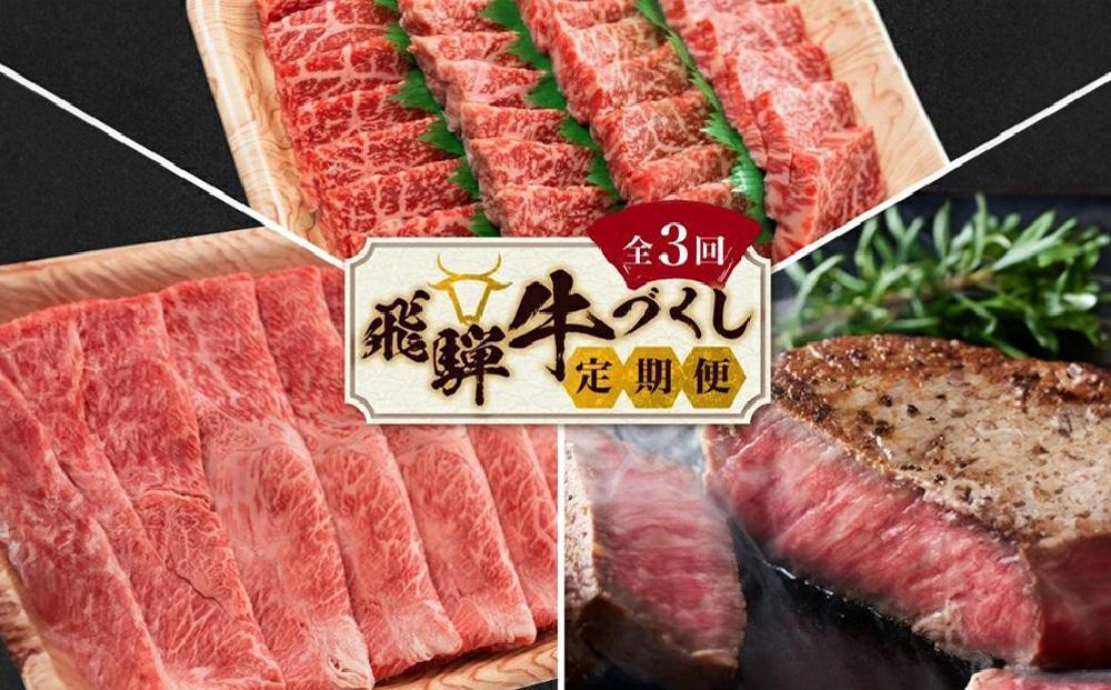 【2026年1月開始】飛騨牛づくし 定期便 3ヶ月 ( 焼肉 / すき焼き / ステーキ ) 全3回  | 肉 しゃぶしゃぶ 食べ比べ 牛 定期 おすすめ 人気 飛騨高山 ブランド牛 ふるさと納税定期便 肉の匠家 BV100VC01