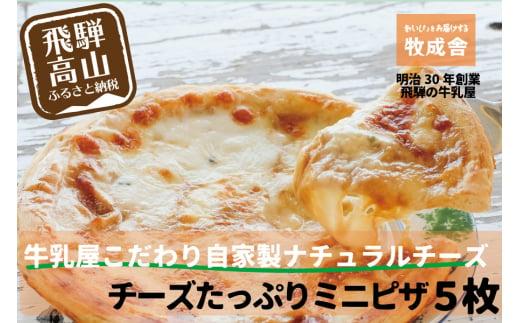 ＜牧成舎＞飛騨の牛乳屋が作る、自家製チーズたっぷりミニピザ5枚セット DF022