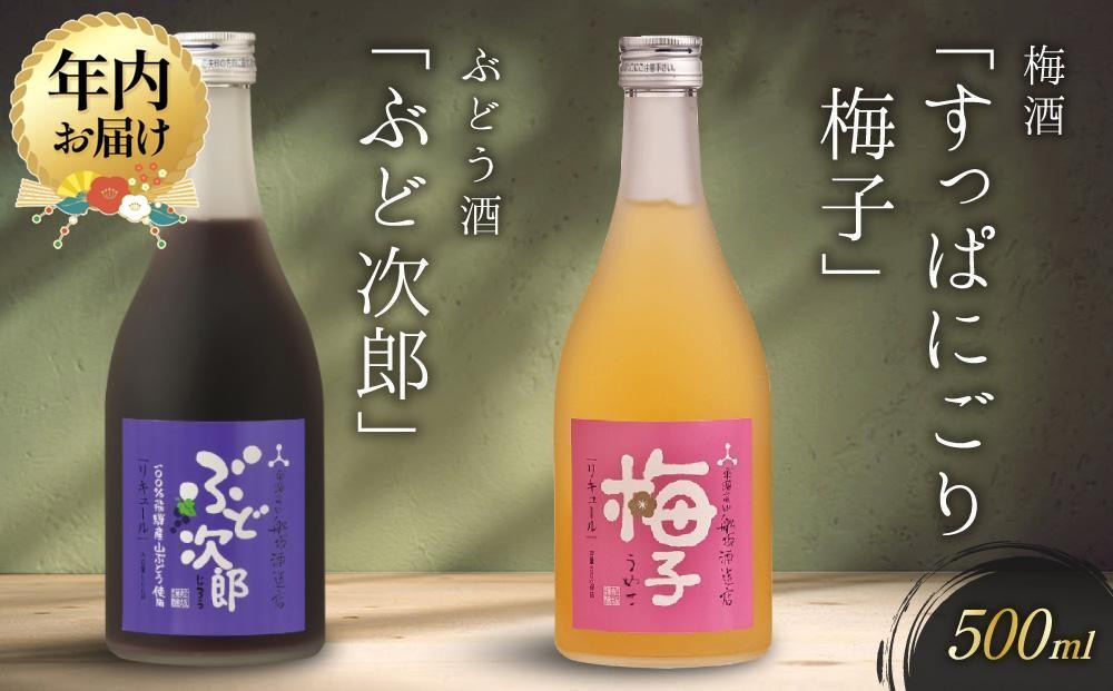 【12月配送】飛騨の地酒で造ったにごり梅酒「すっぱにごり梅子」と山ぶどう酒「ぶど次郎」 ｜年内発送 日本酒 梅 山ぶどう 人気 おすすめ　有限会社舩坂酒造店　FB005VC12