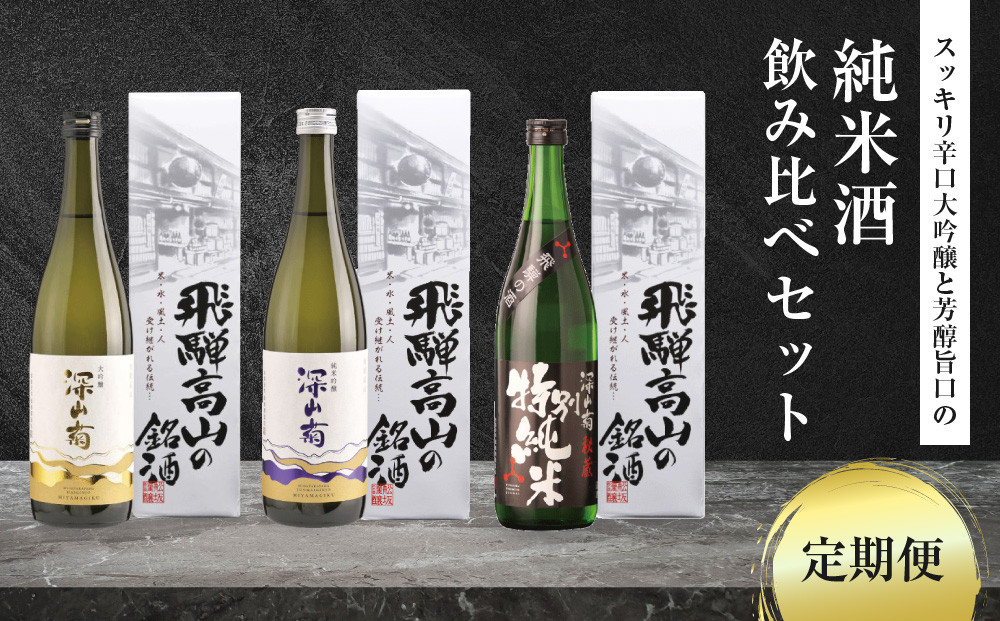 【定期便3ヶ月】スッキリ辛口大吟醸と芳醇旨口の純米酒の飲み比べセット | 酒 日本酒 飲み比べ セット 飛騨高山 有限会社舩坂酒造店 FB108
