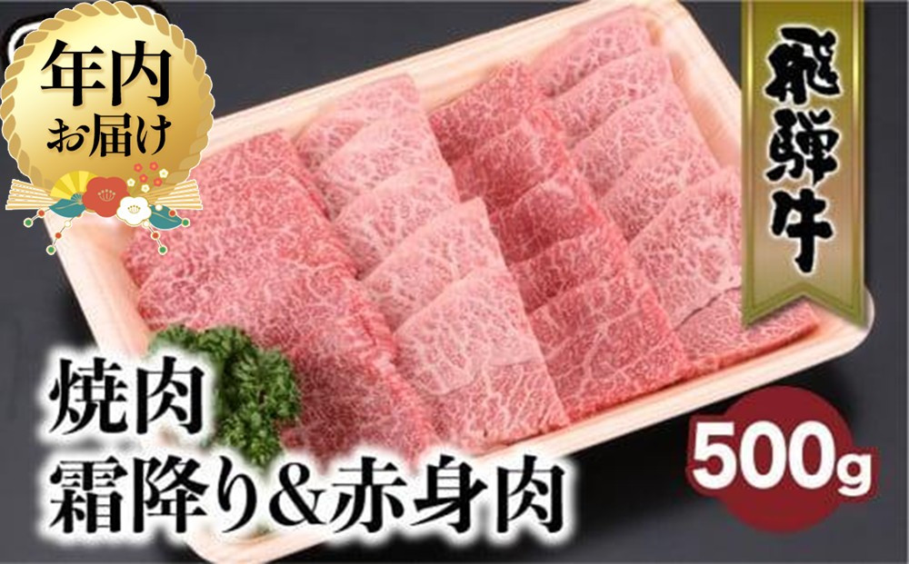 【12月配送】飛騨牛 みすじ ウデ 焼肉 500g 盛り合わせ ( 赤身 & 霜降り ) | 年内発送 牛 黒毛和牛 国産牛 肉 発送時期が選べる 飛騨高山 飛騨牛のこもり FC032VC12