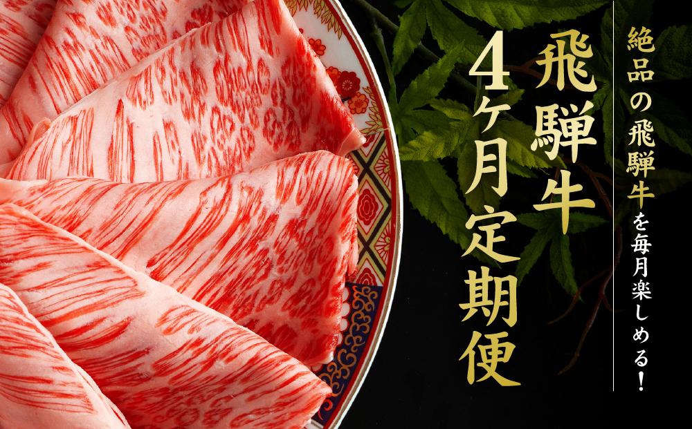 満喫飛騨牛4ヶ月定期便（全4回）牛肉 しゃぶしゃぶ すき焼き ステーキ 切り落とし 飛騨牛のこもり FC104