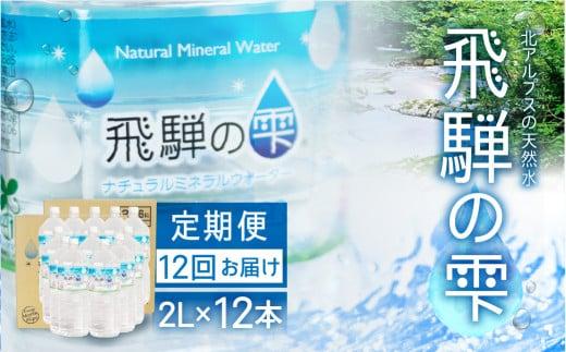 【12回 定期便】天然水 飛騨の雫 2L×12本 (2ケース)  ミネラルウォーター 12ヶ月  飲料水 白啓酒店 飛騨高山 JS101