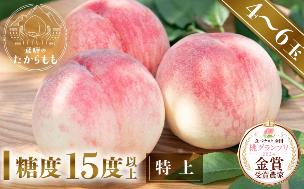 【2026年発送・先行受付】飛騨のたからもも 特上 糖度15度以上（4-8玉）※7月下旬～順次お届け | 桃 朝採れ 白桃 もも フルーツ ギフト 果物 人気 おまかせ 飛騨桃  産地直送 お取り寄せ 贈り物 ギフト おすすめ 飛騨高山 つむぎ果樹園 GH004〈桃 もも 先行予約 桃 先行予約 桃 先行予約 桃 もも〉