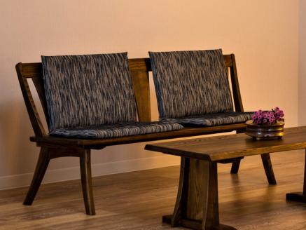 D216-01 悠プレミアム 背付ベンチ（クッション付き）【国産栗材】JYU-LB31-120 PGK/EハウゼンNV